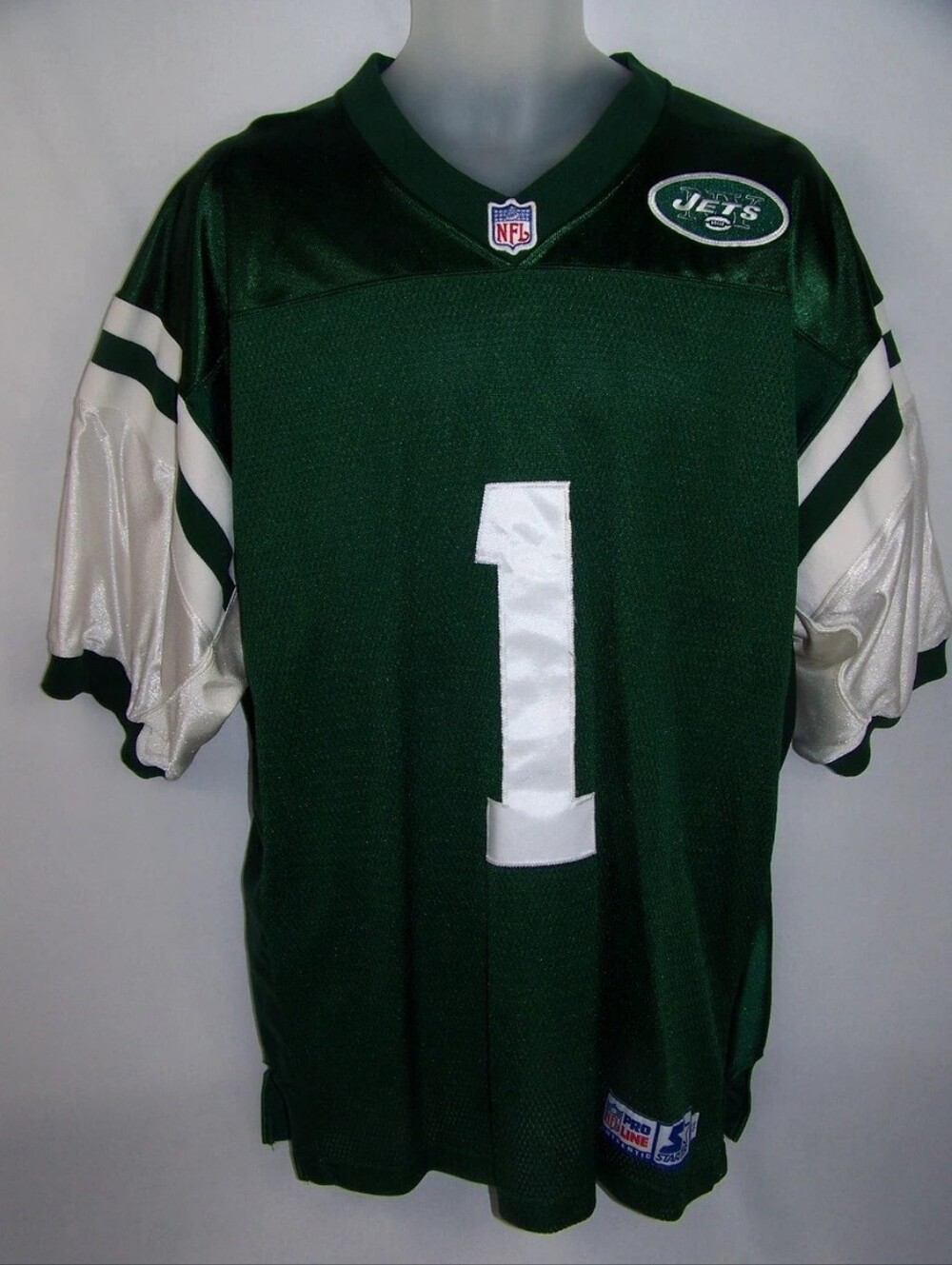 New York Jets Jersey #1 Speciallaser NFL Football Starter Sewn size 48 Large